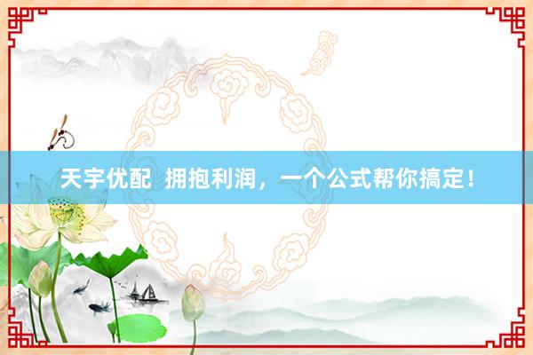 天宇优配  拥抱利润，一个公式帮你搞定！