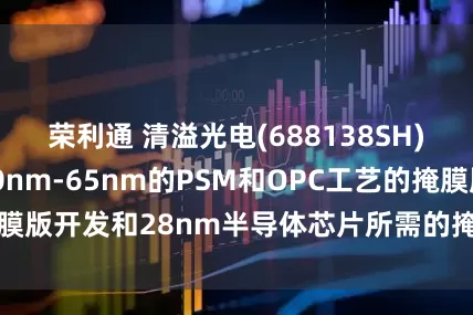 荣利通 清溢光电(688138SH)：正在推进130nm-65nm的PSM和OPC工艺的掩膜版开发和28nm半导体芯片所需的掩膜版工艺开发规划